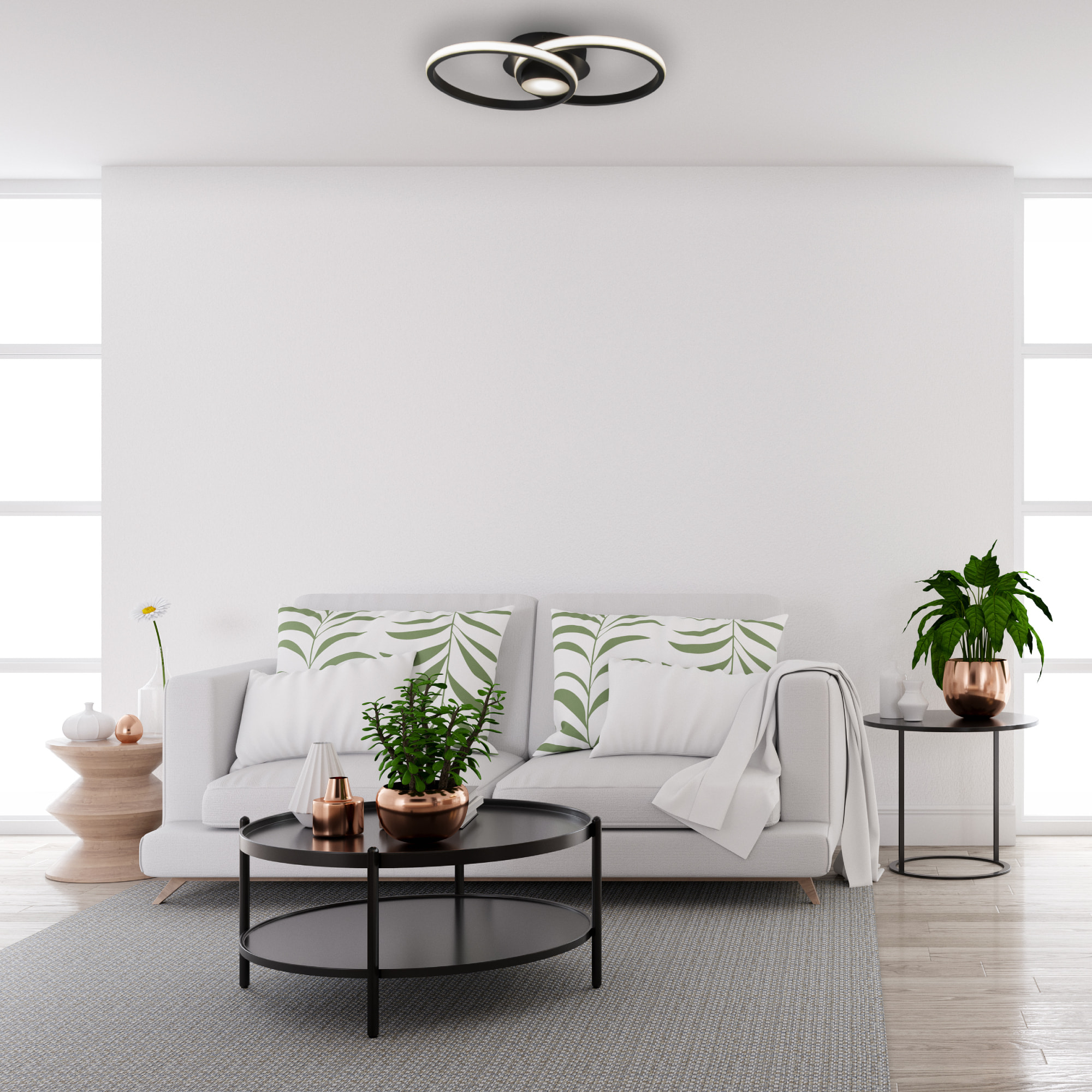 FORLIGHT Plafón Wind LED 26.5W Blanco Neutro 4000K On-Off Negro, Blanco Opal Iluminación LED de Gran Potencia y Estilo