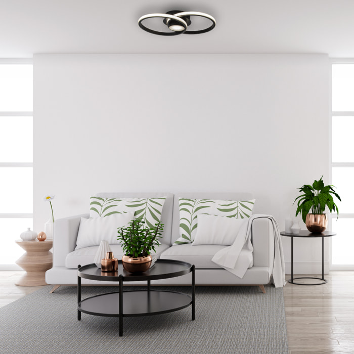 FORLIGHT Plafón Wind LED 26.5W Blanco Neutro 4000K On-Off Negro, Blanco Opal Iluminación LED de Gran Potencia y Estilo