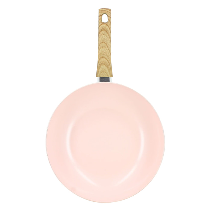 Wok 28cm avec revêtement céramique rose - tous feux COLORAMA