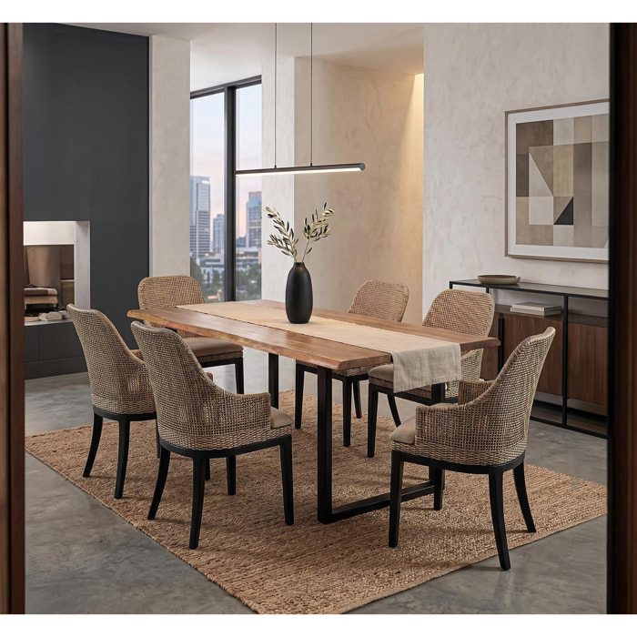 Mesas de Comedor de Madera de Acacia 200 Cm Estilo Industrial Moderno