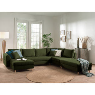 Rune - canapé panoramique - avec pouf d'appoint - 7 places - style scandinave - droit - Vert