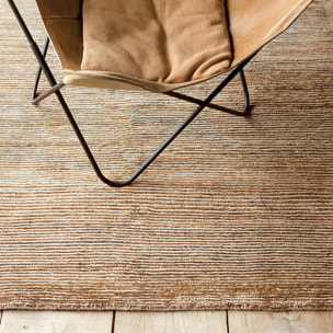 tapis salon 170x240 fait main en chanvre noisette rectangle motif uni TRANSFORM 3