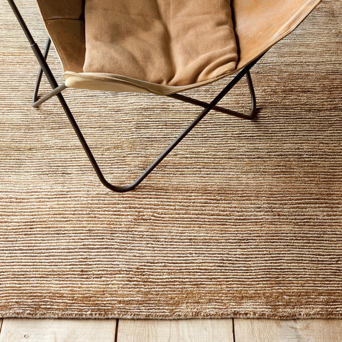 tapis salon 170x240 fait main en chanvre noisette rectangle motif uni TRANSFORM 3