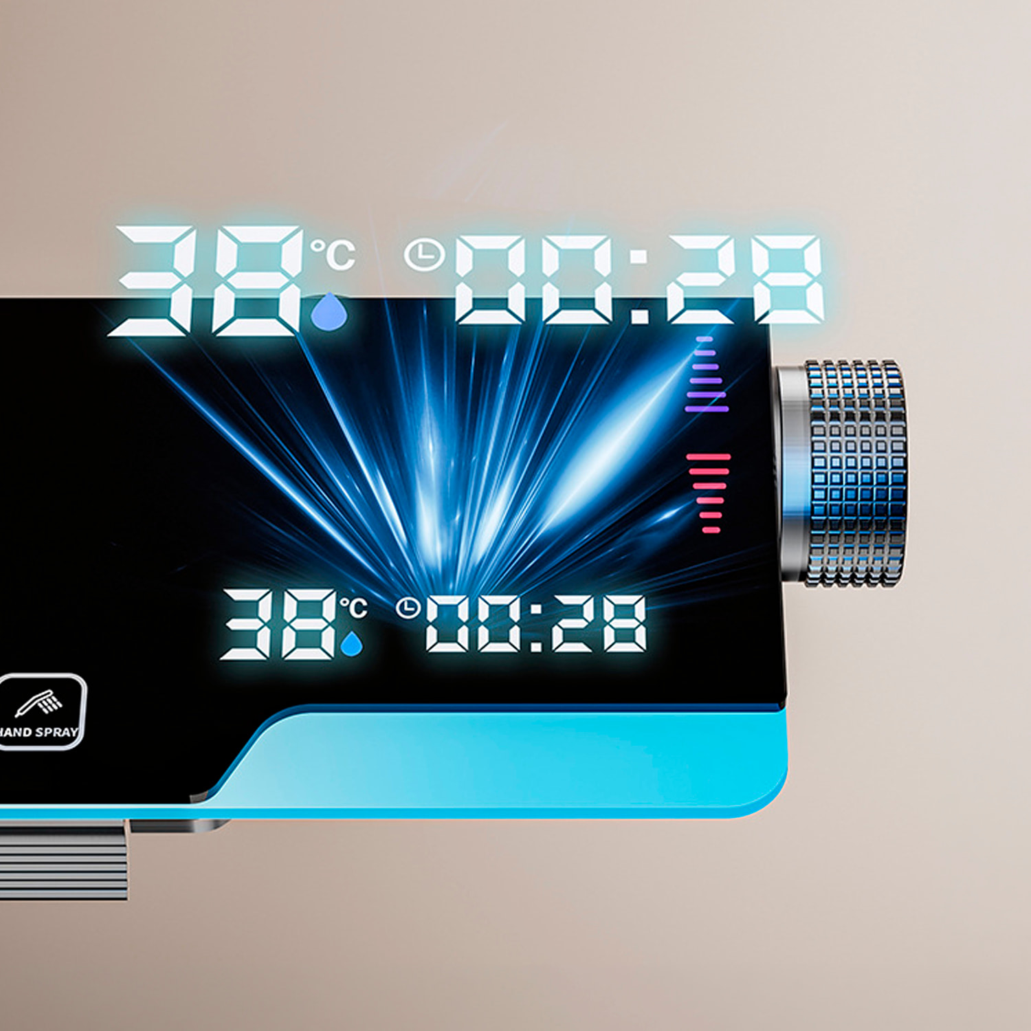 Juego de ducha completo 845 montado en pared. Con pantalla digital y múltiples modos de agua, con mezclador, iluminación ambiental y control preciso.