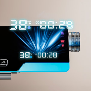 Juego de ducha completo 845 montado en pared. Con pantalla digital y múltiples modos de agua, con mezclador, iluminación ambiental y control preciso.