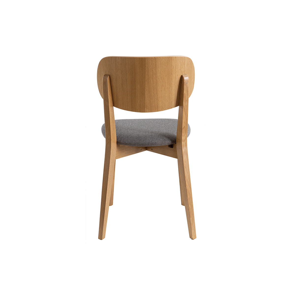 Chaises vintage en bois clair chêne et tissu gris clair (lot de 2) LUCIA