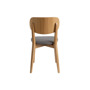 Chaises vintage en bois clair chêne et tissu gris clair (lot de 2) LUCIA