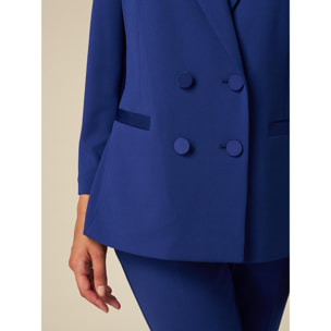 Oltre - Blazer con detalles de raso - Azul