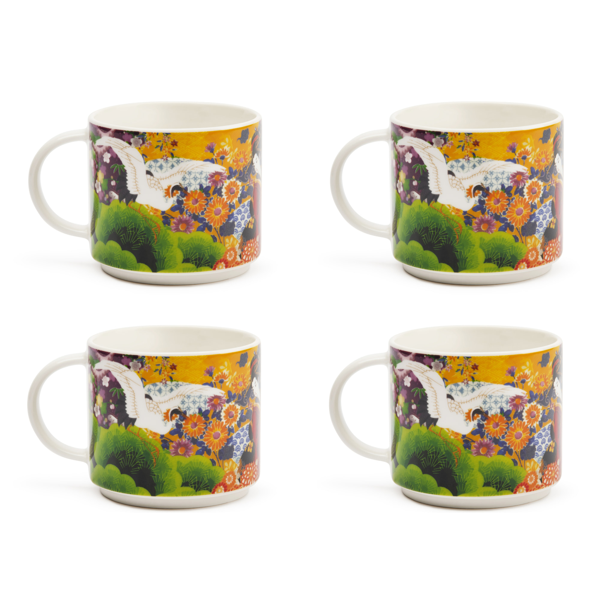 Set de 4 Tasses à Thé Excelsa – Kimono, New Bone China Multicolore