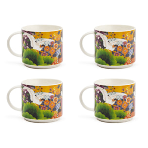 Set de 4 Tasses à Thé Excelsa – Kimono, New Bone China Multicolore