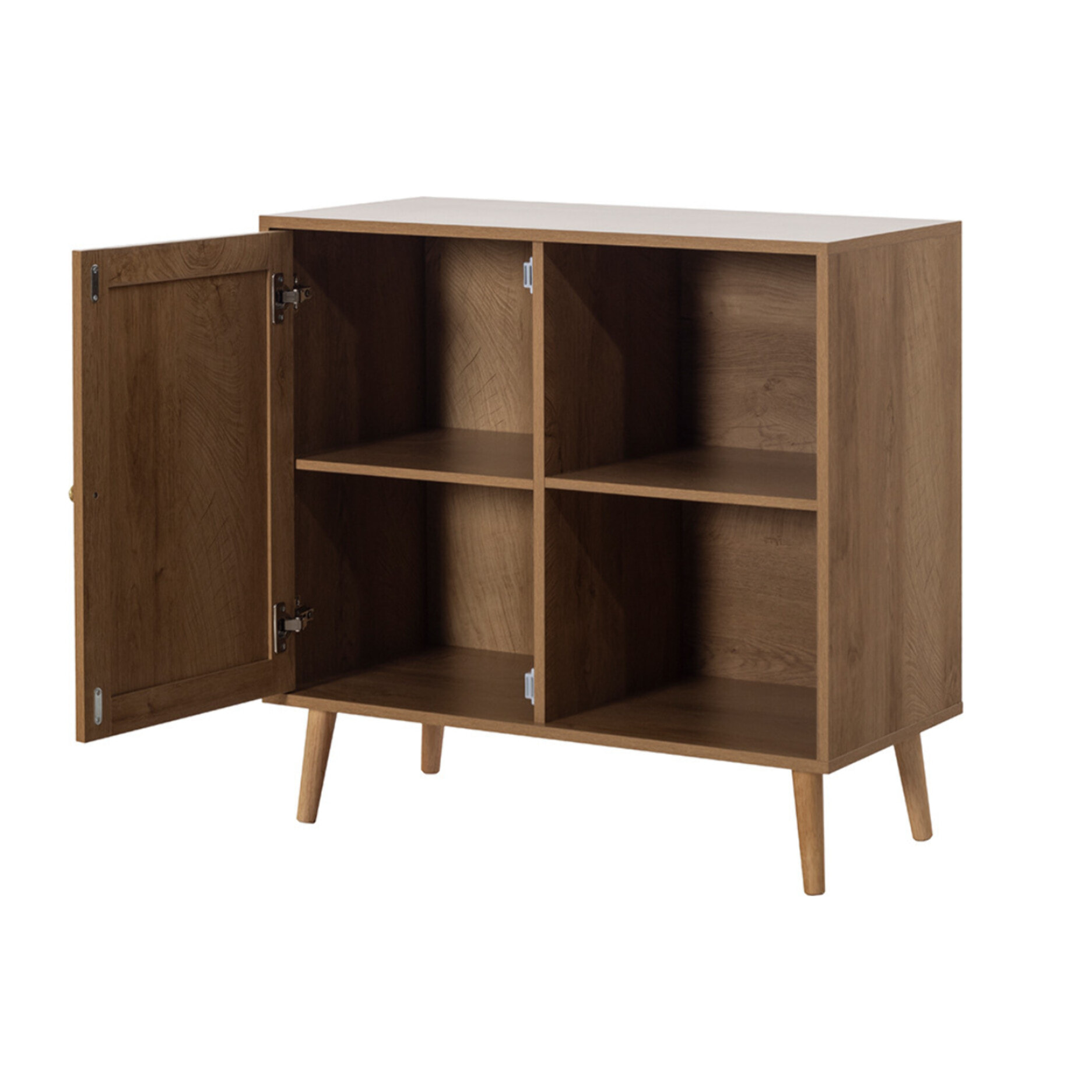 Goto - buffet haut - effet bois et cannage - 2 niches et 1 porte - 80 cm - Bois