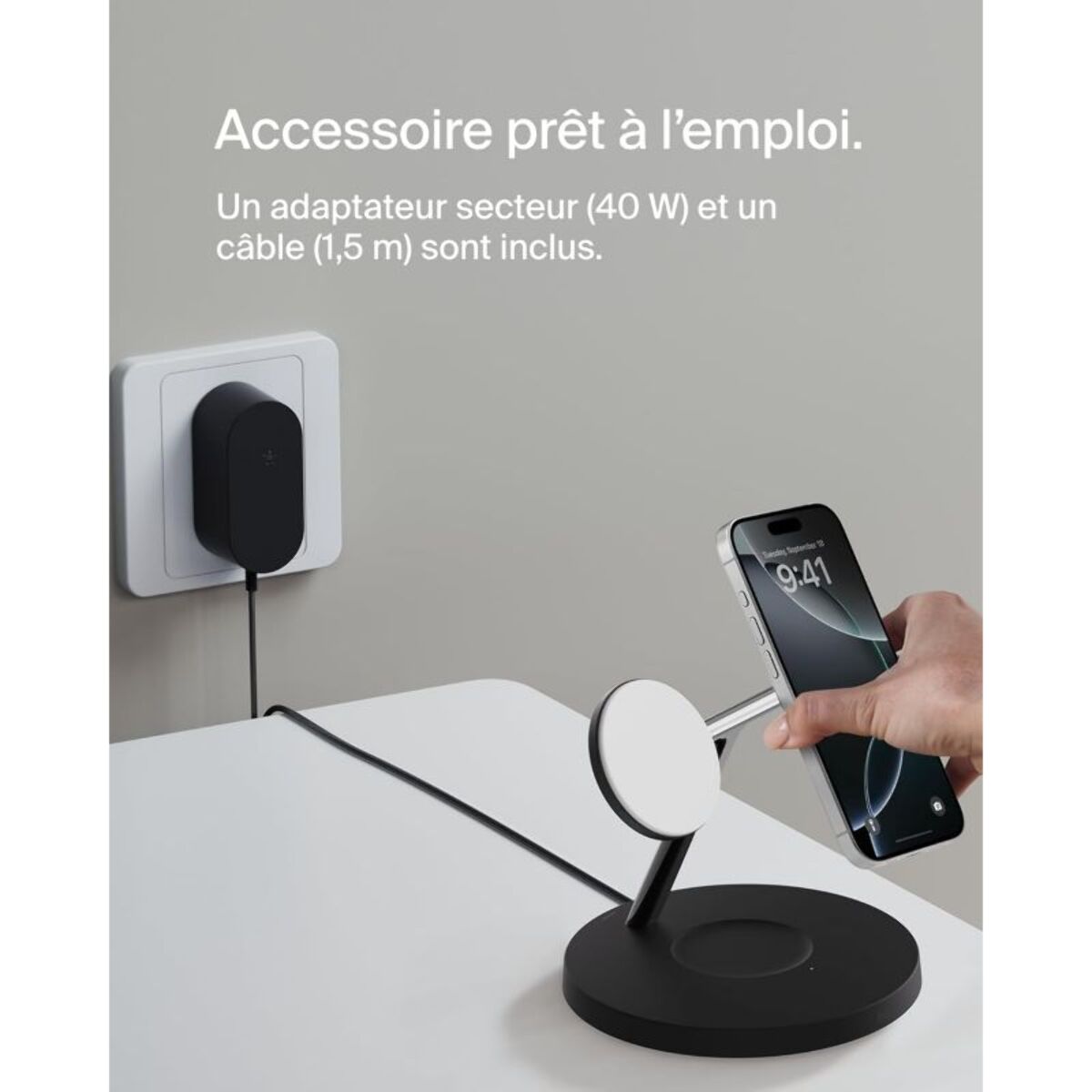 Chargeur induction BELKIN 15W Boost Charge Pro 3en1 Qi2 Noir