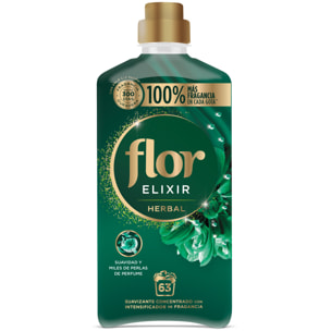 Flor Elixir - Suavizante para la ropa concentrado, aroma herbal - 126 lavados (2 botellas x 63 dosis)