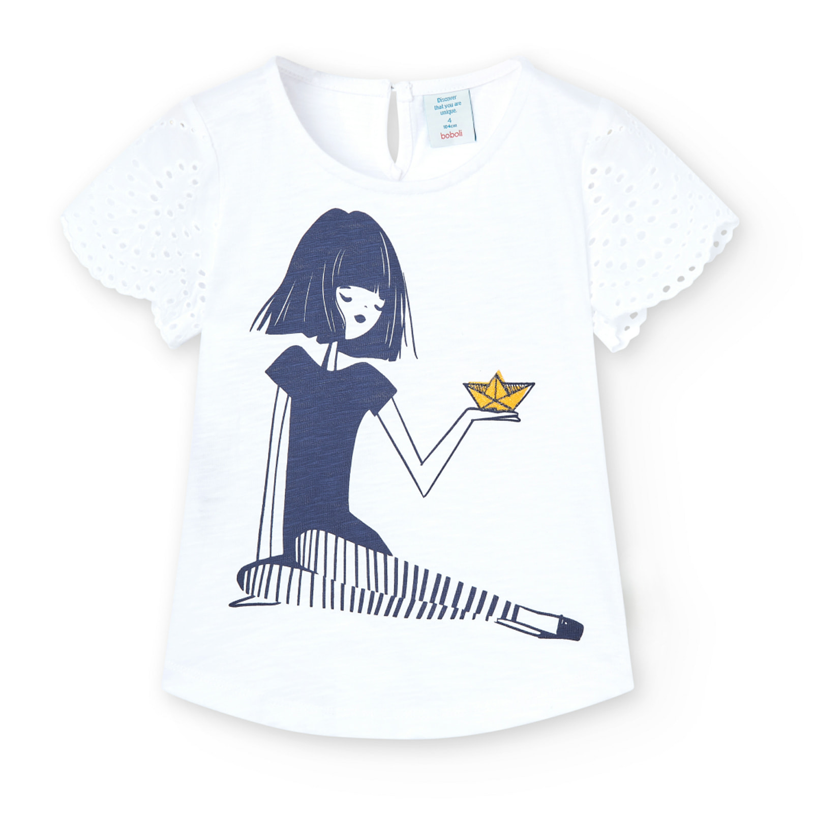 Camiseta niÃ±a estampada, mangas cortas, blanco, 438061