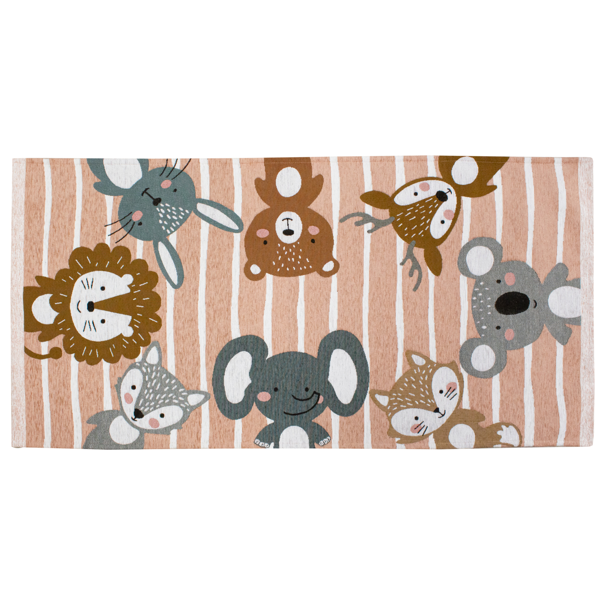 TAPPETO CAMERETTA ANIMALI ROSA CON FONDO ANTISCIVOLO