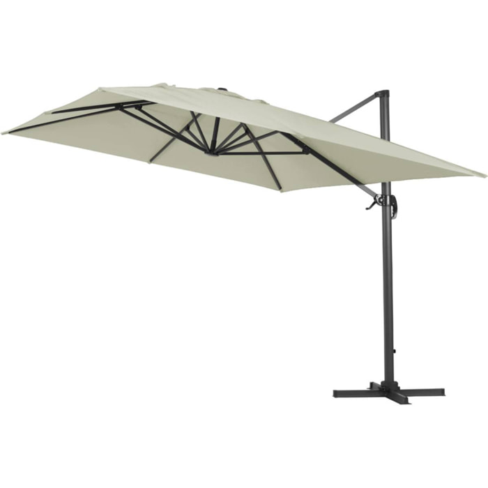 Parasol jardin déporté Alu "Sun 4" - Rectangle - 3 x 4 m + Housse de protection - Ecru