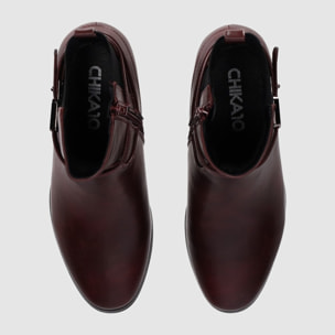 Botines - Vino - Tacón: 6 cm