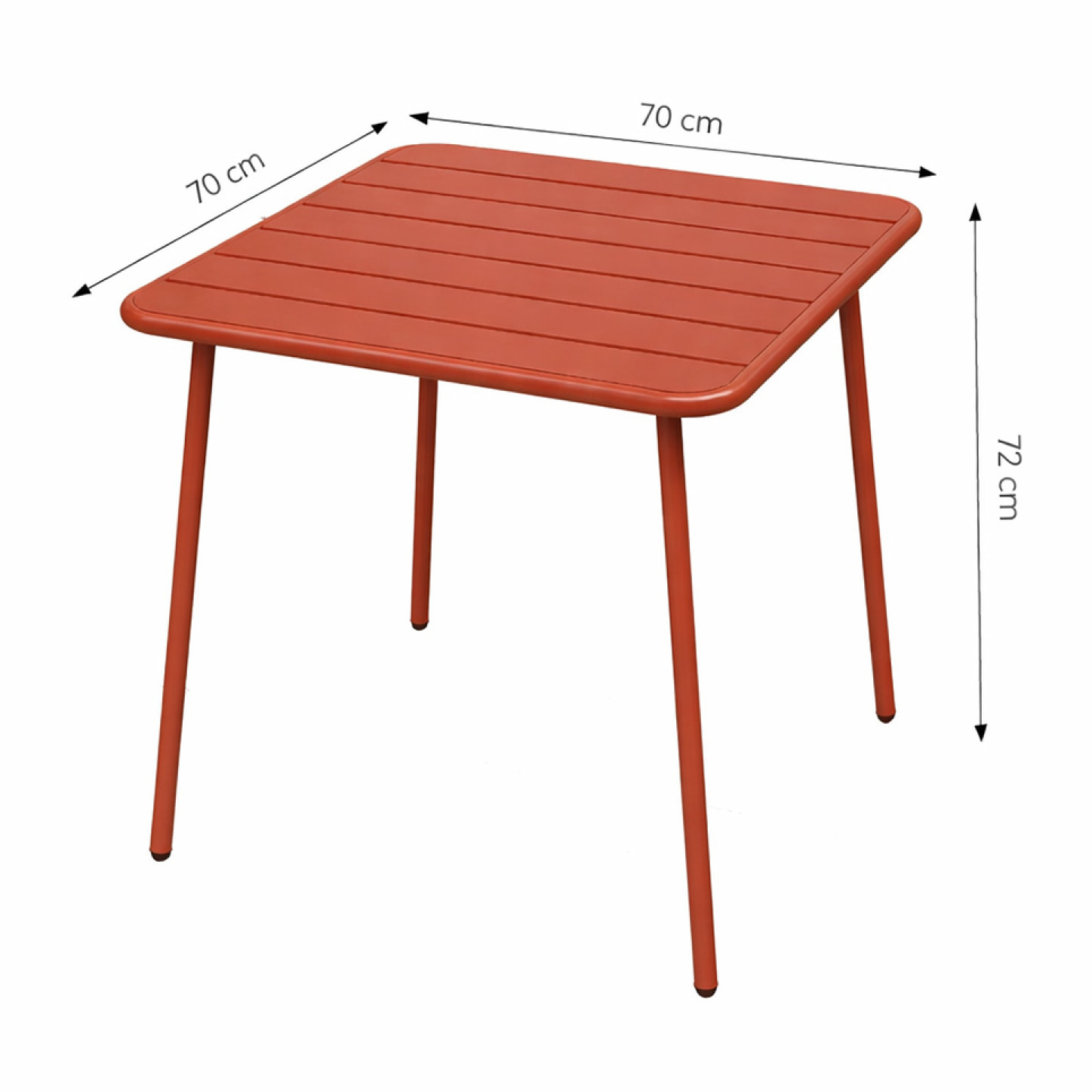 Ensemble table de jardin carrée 70cm et 4 chaises terracotta EVORA