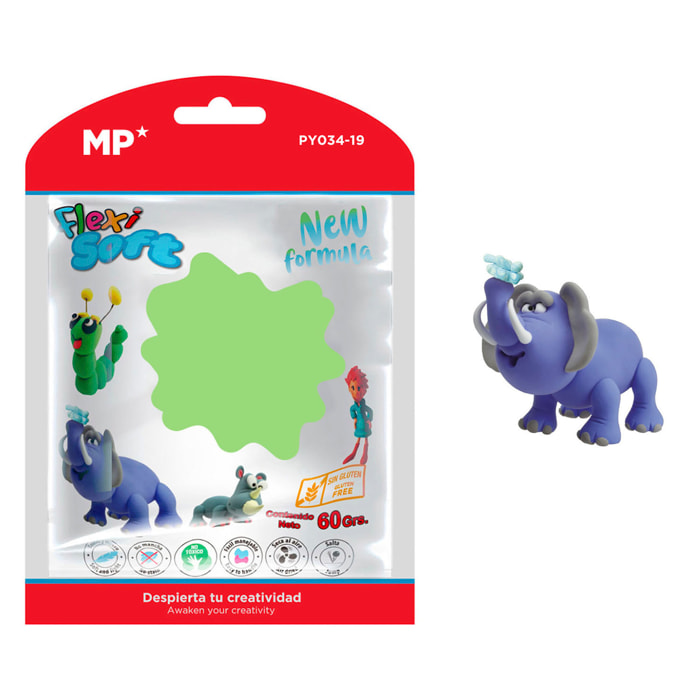 PACK 12 Uds. PASTA DE MODELAR 60 g VERDE HIERBA