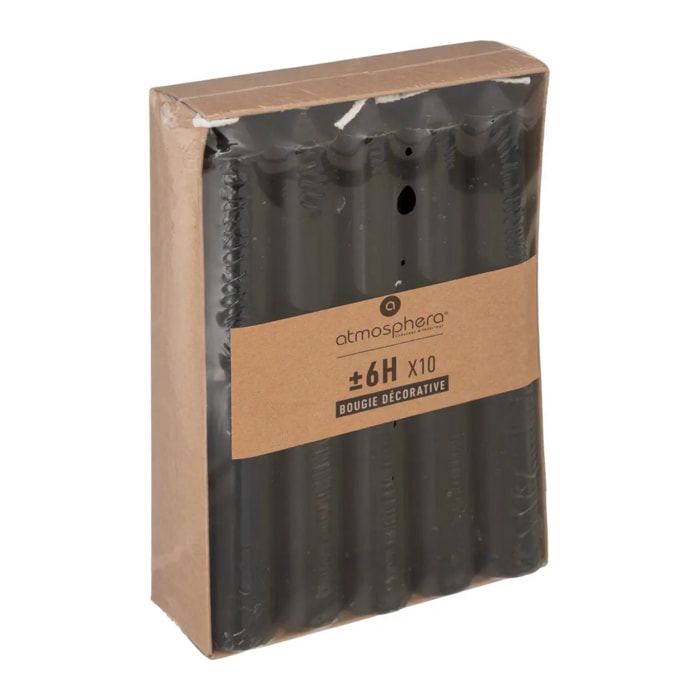 Lot de 10 bougies bâtons - noir - 45g