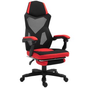 Fauteuil gaming inclinable réglable avec repose-pied tissu maille