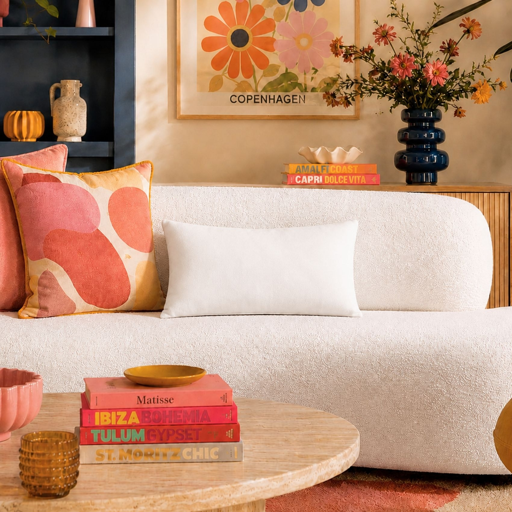 Coussin non déhoussable en coton uni - Blanc