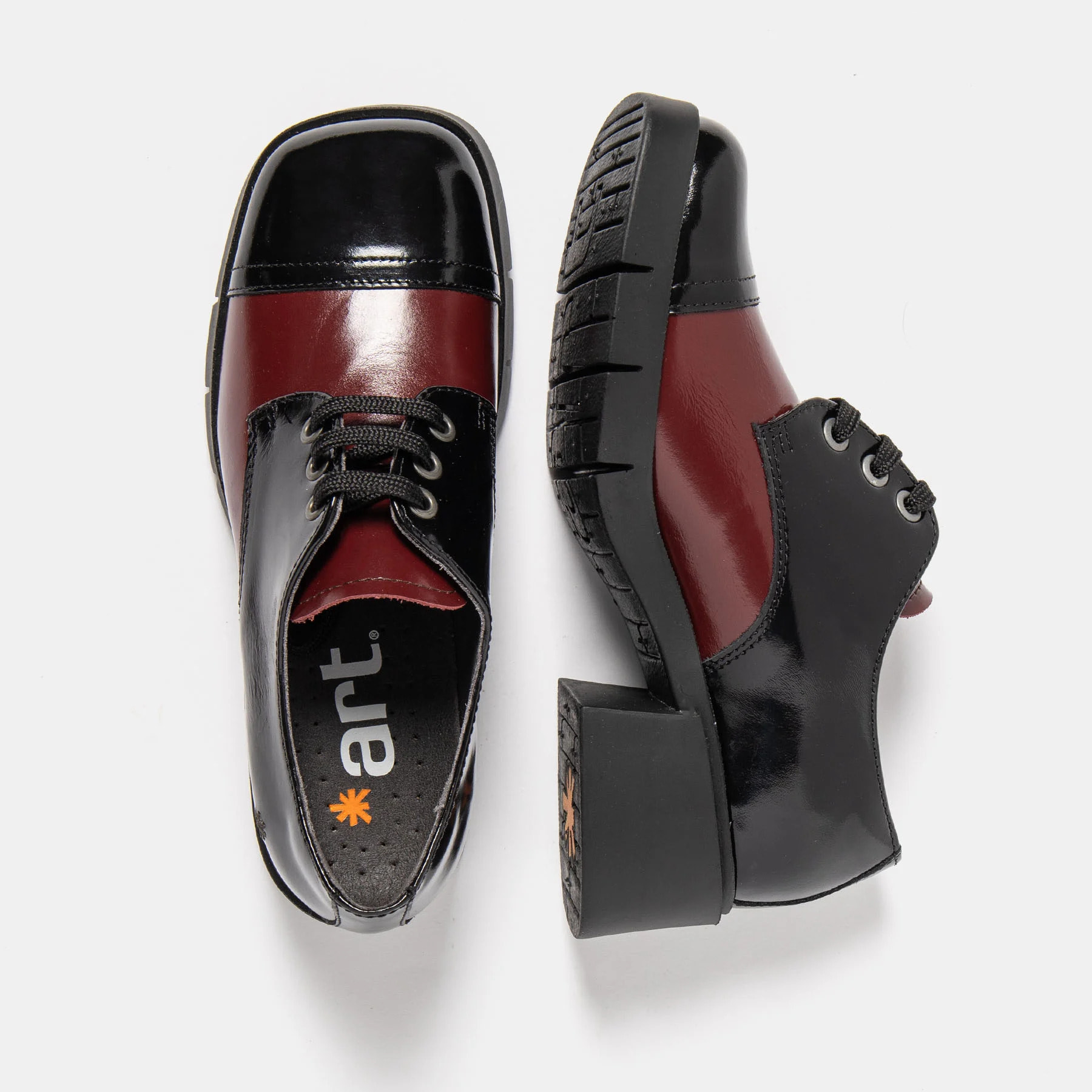 Zapatos 1289 NAPPA SHINNY BLACK-BURDEOS / VARSOVIA color Black-burdeos