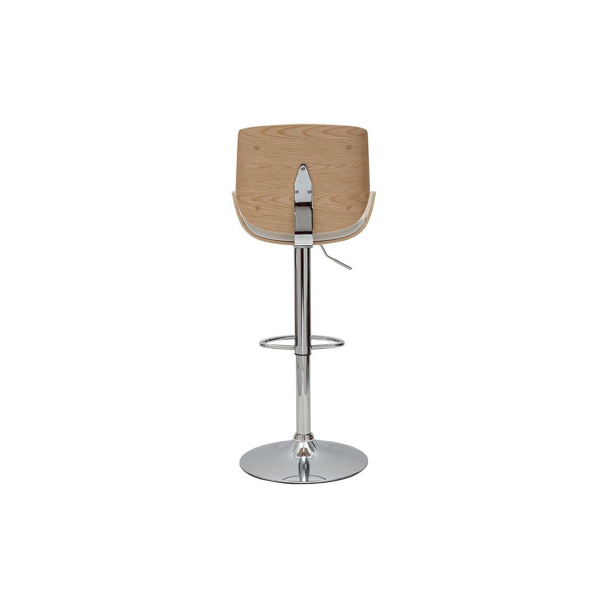 Tabouret de bar relevable blanc et bois clair VESPER