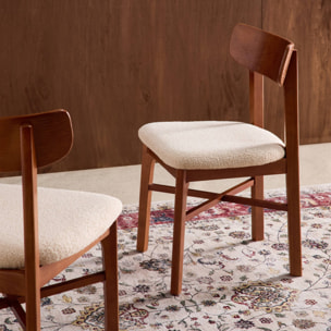 Chaise vintage bois d'hévéa et bouclette (lot de 2) THÉA