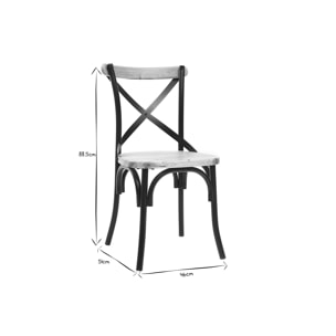 Chaises bistrot bois clair massif et métal noir (lot de 2) JAKE