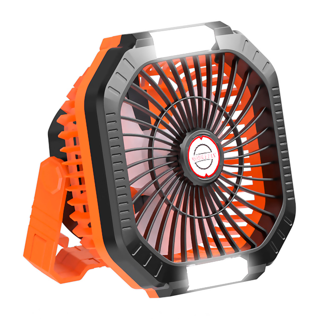 Ventilador P10 con motor sin escobillas, LED con 16 luces, 4 velocidades, 3 niveles de luz y 3 temporizadores. Incluye mando y powerbank de 7800 mAh.