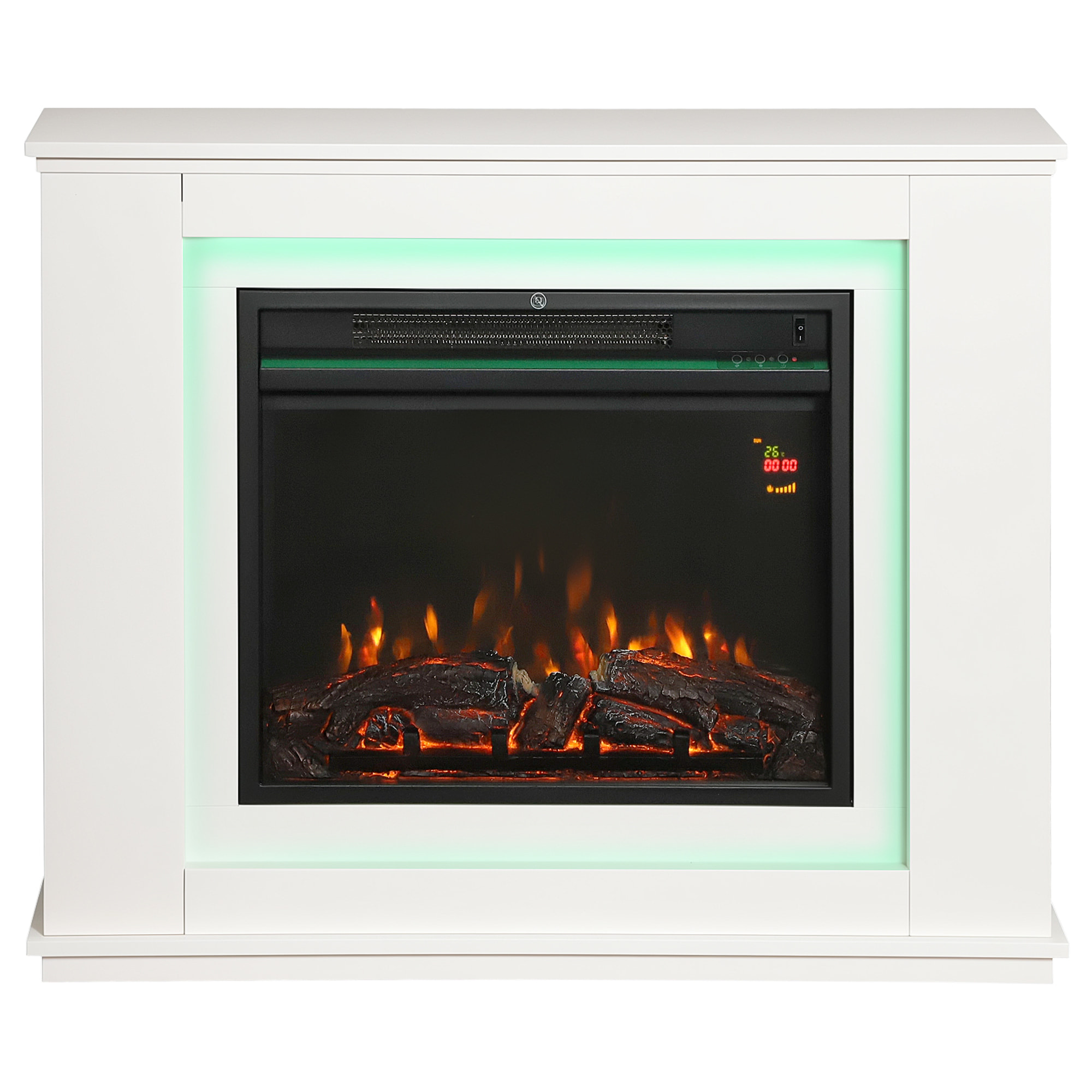 Cheminée électrique design LED multicolore grande taille 98 x 25 x 80 cm 2000W télécommande blanc