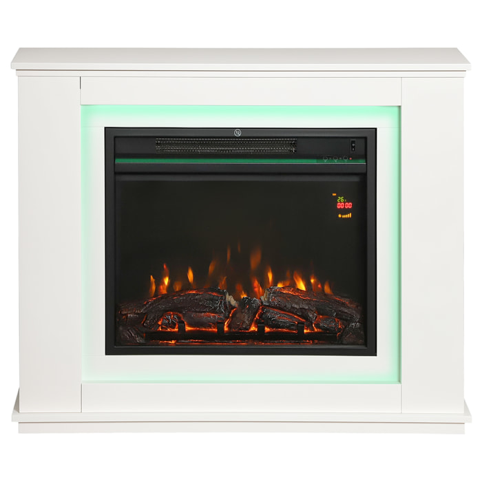 Cheminée électrique design LED multicolore grande taille 98 x 25 x 80 cm 2000W télécommande blanc