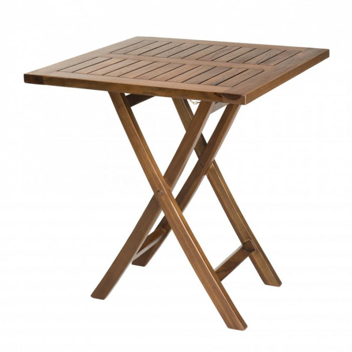 HANNA - Table de jardin 2 personnes - carrée pliante 70x70cm en bois teck huilé