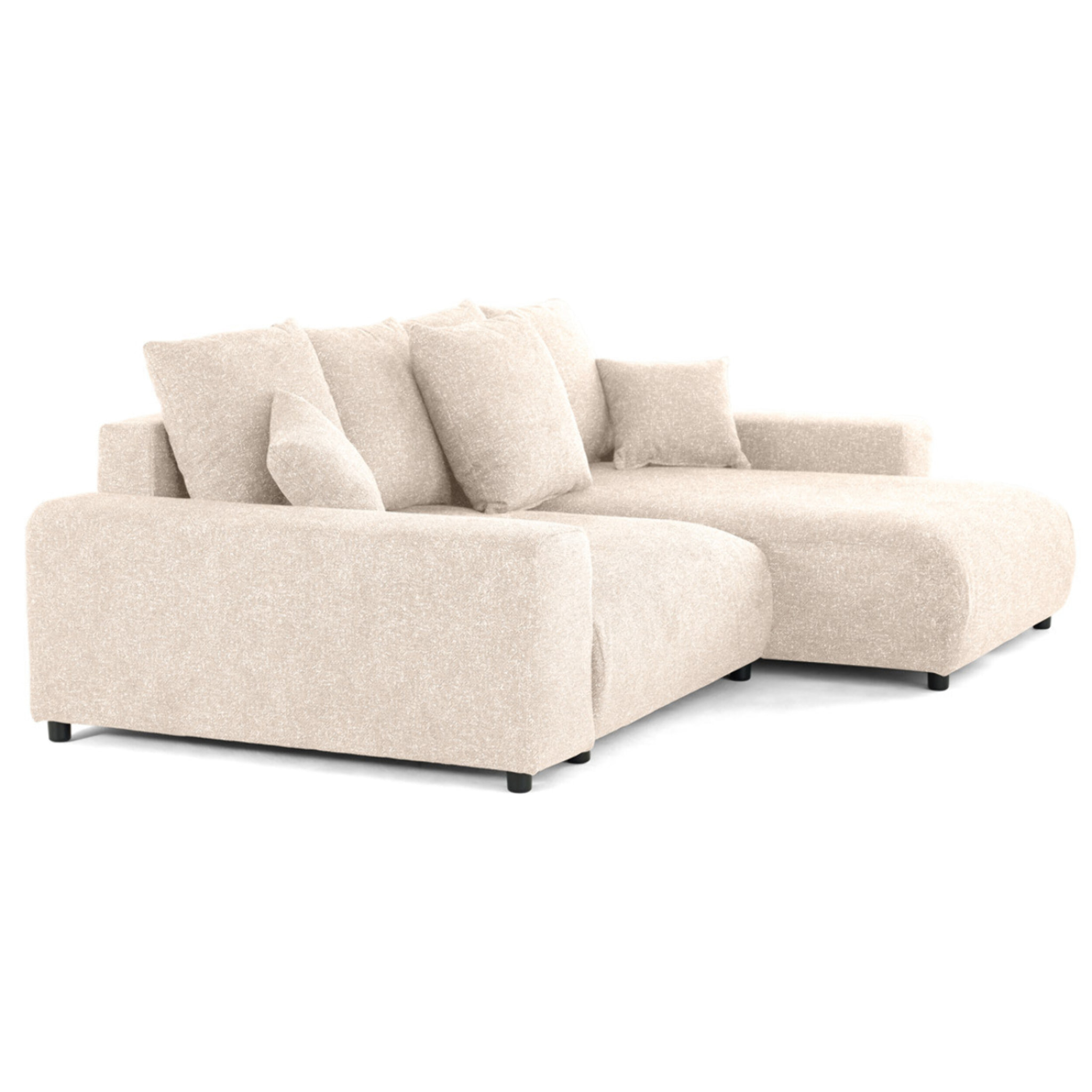 Spice - canapé d'angle réversible 4 places convertible avec coffre en tissu moucheté - Beige