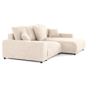 Spice - canapé d'angle réversible 4 places convertible avec coffre en tissu moucheté - Beige