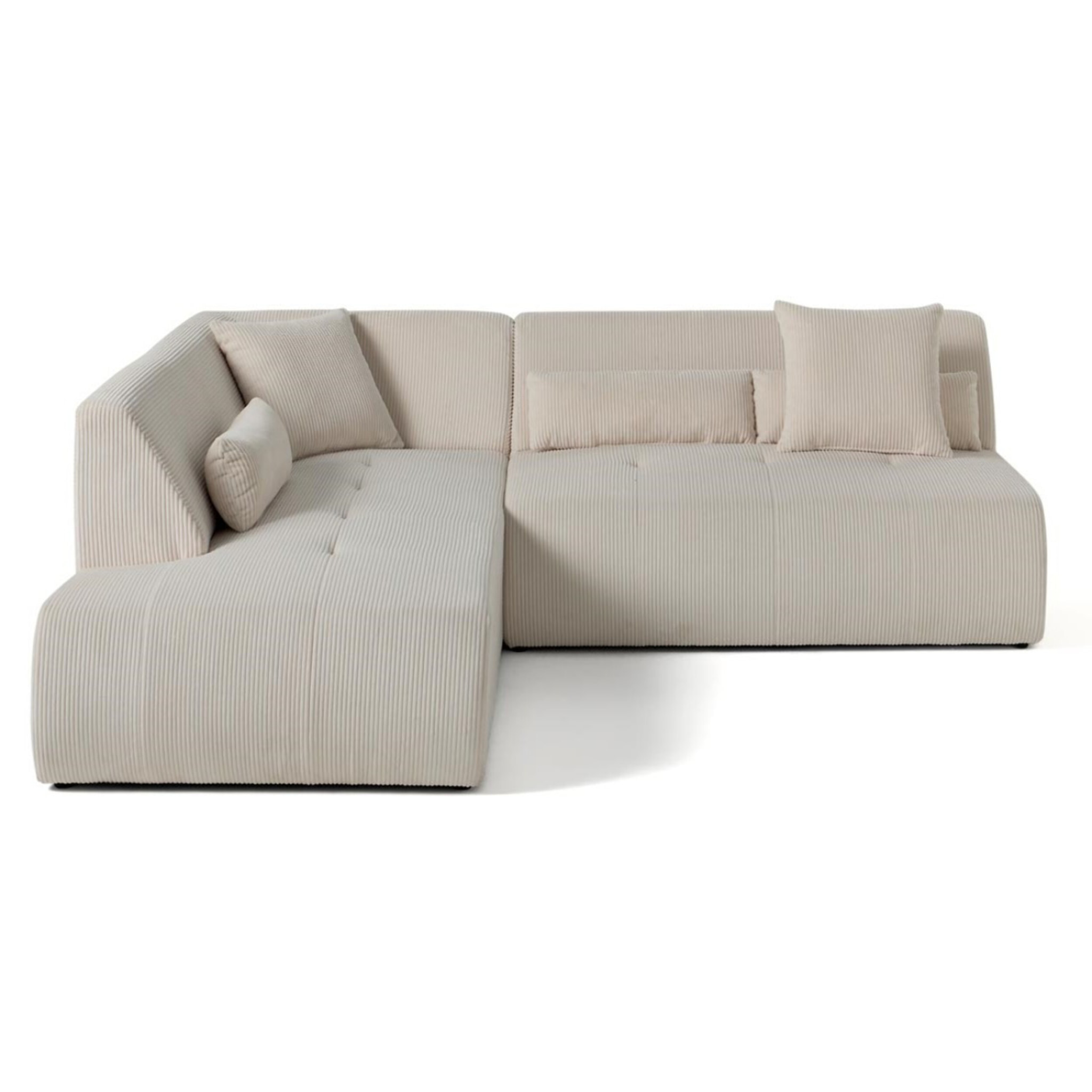 Onyx - canapé modulable d'angle gauche - 5 places - en velours côtelé - Beige