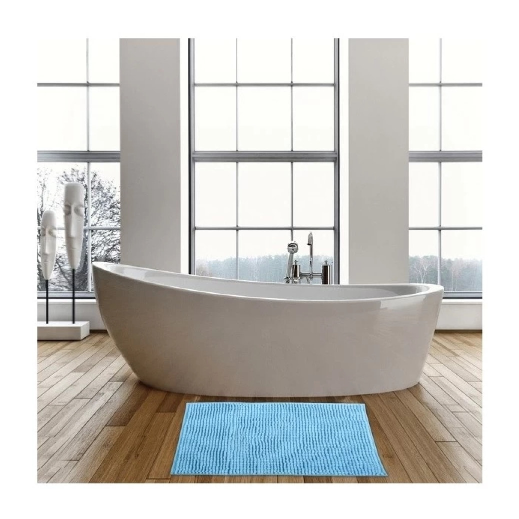 Tapis de bain Microfibre CHENILLE Bleu Ciel MSV