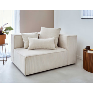 Colombine - canapé modulable d'angle gauche - 6 places - en velours côtelé - Beige