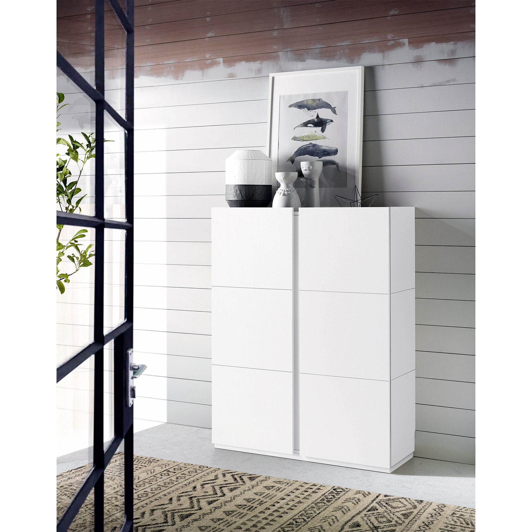 Zapatero Hessa melamina blanco 122x95x35 cm