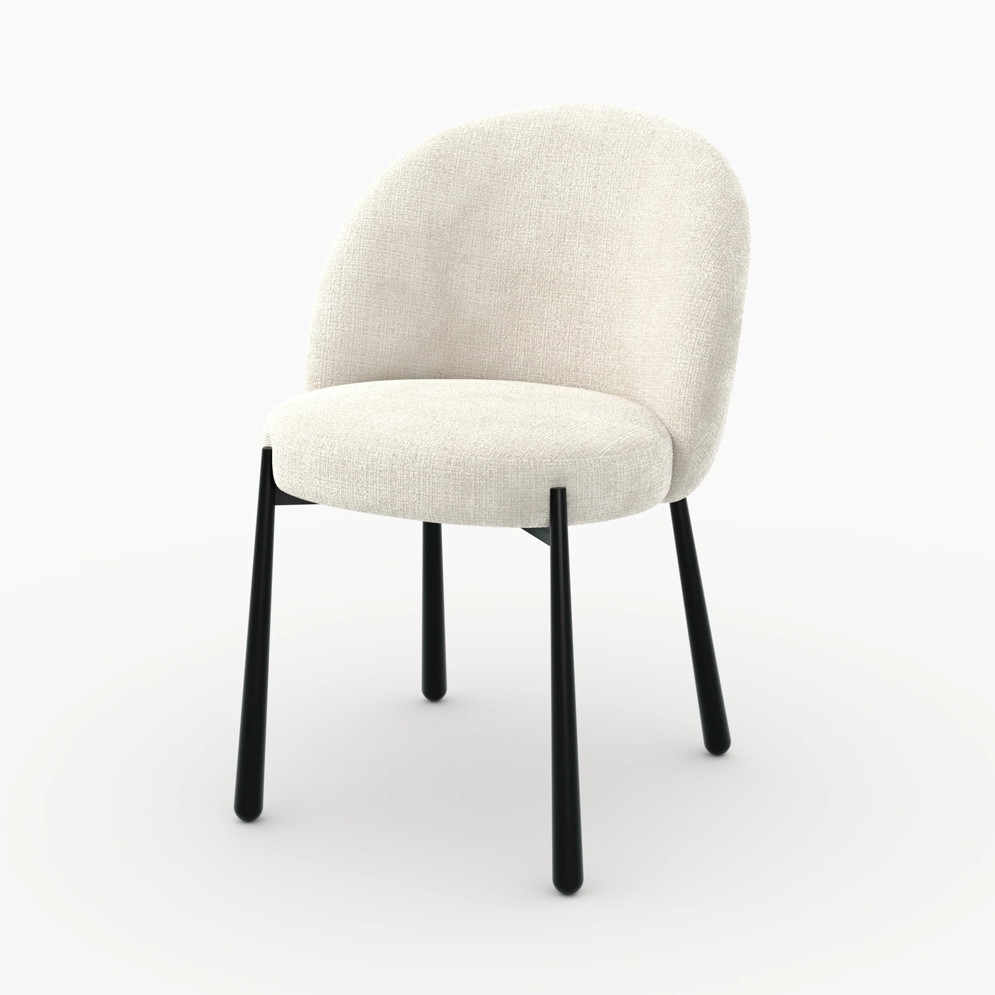 Lot de 2 chaises en velours chenillé écru et métal noir - Pulpy