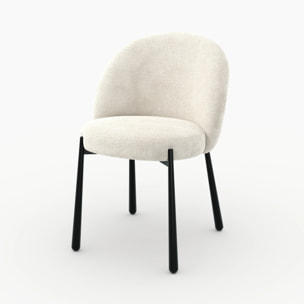 Lot de 2 chaises en velours chenillé écru et métal noir - Pulpy