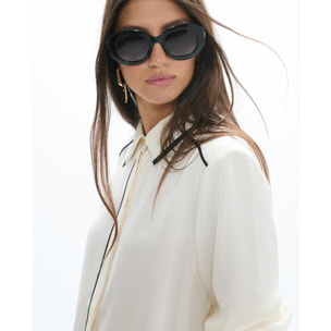 Camicia bicolore con colletto e polsini
