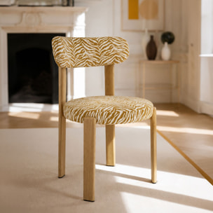 Ensemble table ovale 220cm et 6 chaises en tissu zèbre safran LILY