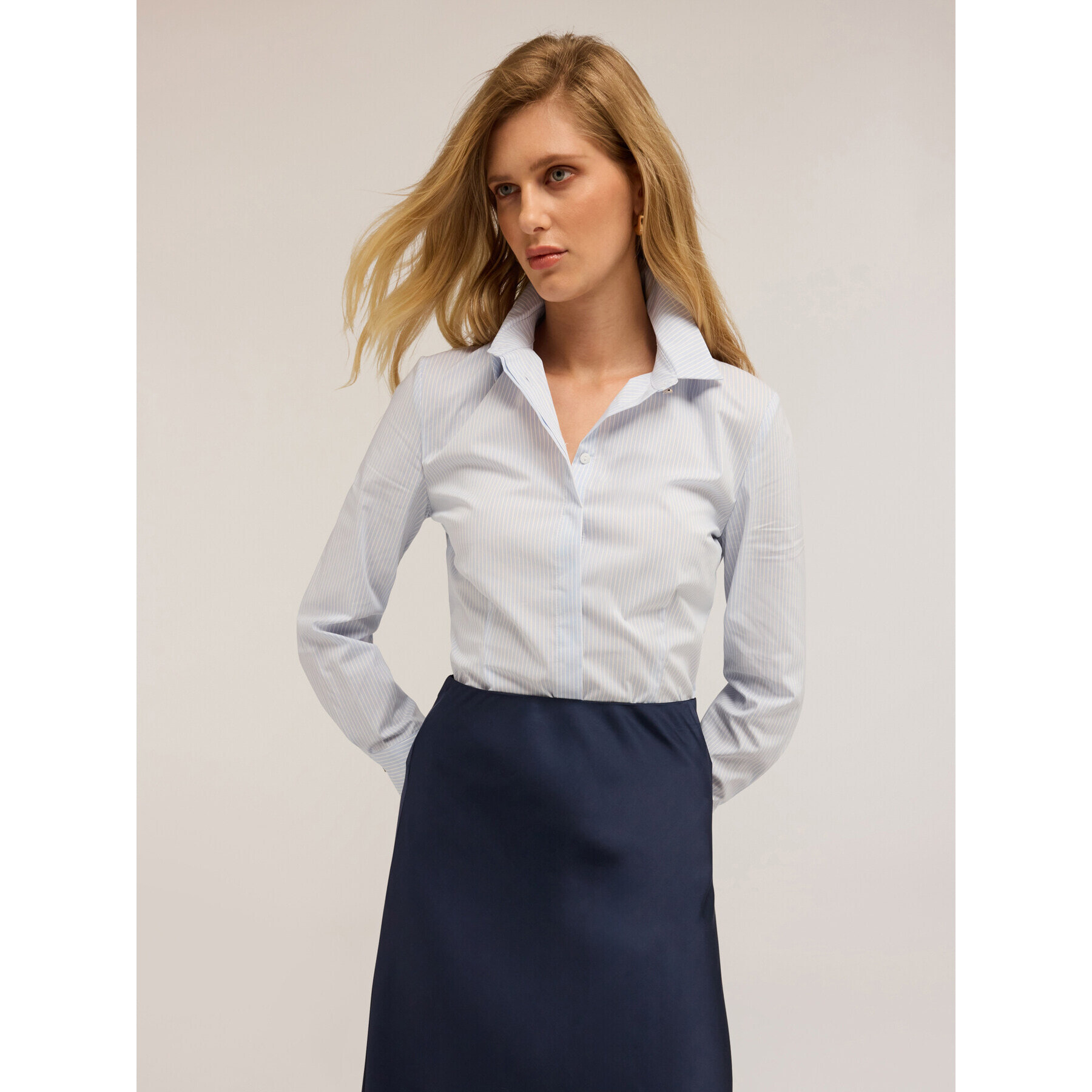 Motivi - Camisa de popelina a rayas - Light - blue