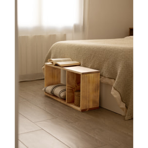 Mueble auxiliar de madera maciza en tono roble medio con 1 separador Alto: 38 Largo: 80 Ancho: 20