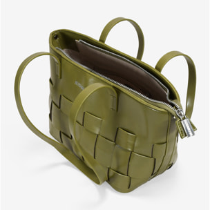 Bolso de hombro verde con trenzado