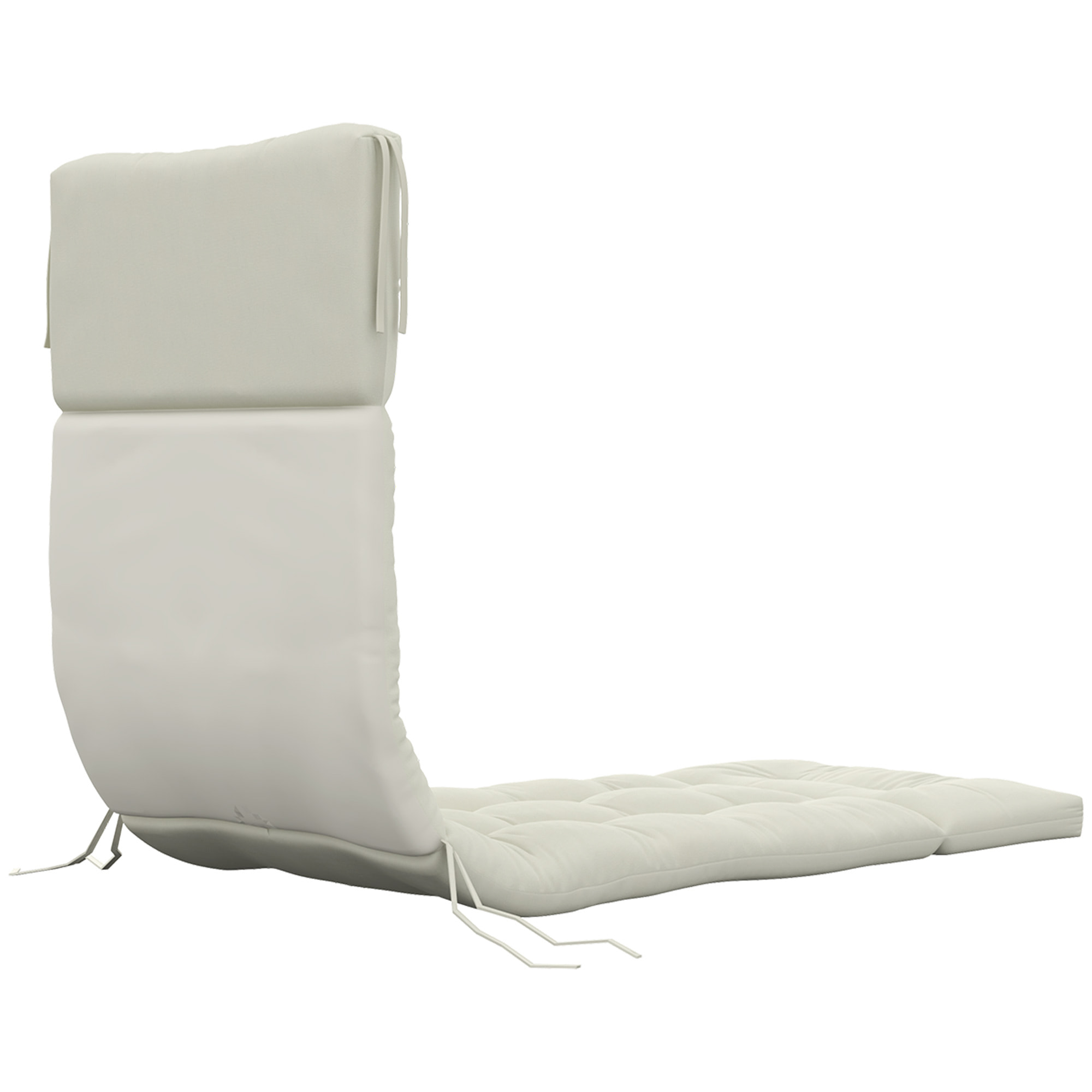 Cojín para Tumbona de 1 Plaza 200x60x13 cm Cojín Rectangular de Algodón para Tumbonas Cojín de Asiento y Respaldo Cómodo para Jardín Terraza Balcón Crema