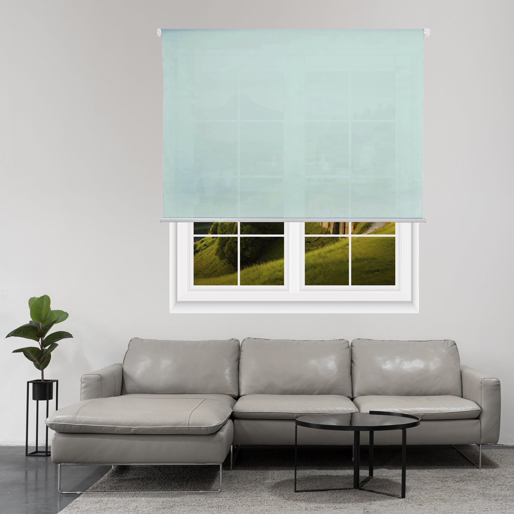 Well home estor enrollable translúcido liso - azul claro, 90 x 175cm (ancho x largo)/tamaño de la tela 87 x 170cm