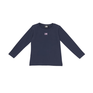 Camiseta de niña de manga larga con pequeño logo Basic